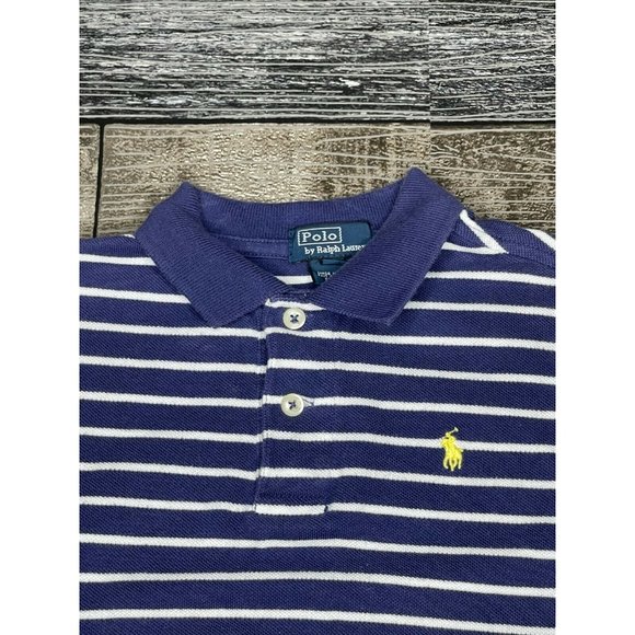 Ralph Lauren Polo Shirt Youth 4/4T Blue Striped - Picture 4 of 6
